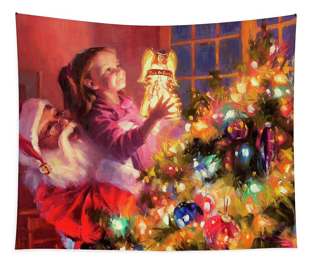 Christmas Tapestry featuring the painting Little Angel Bright by Steve Henderson