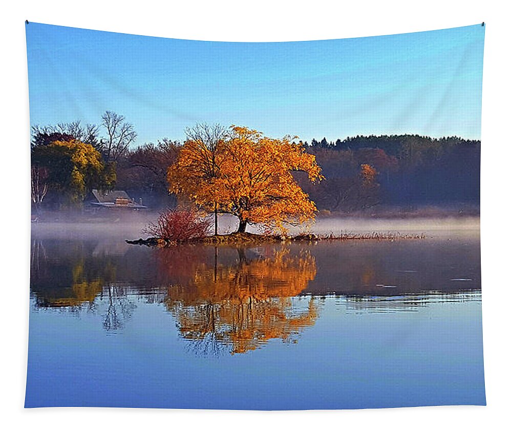 Clouds Tapestry featuring the photograph Little Cedar Lake by Phil Koch