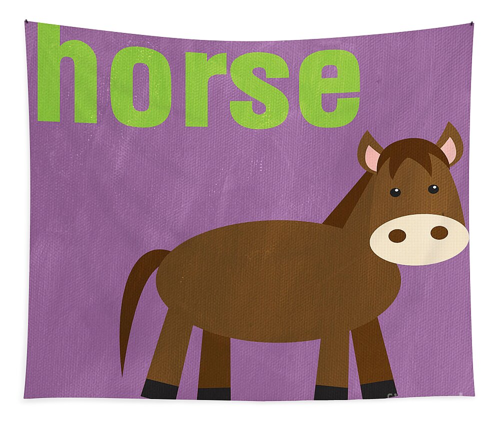 Horse Tapestry featuring the painting Little Horse by Linda Woods