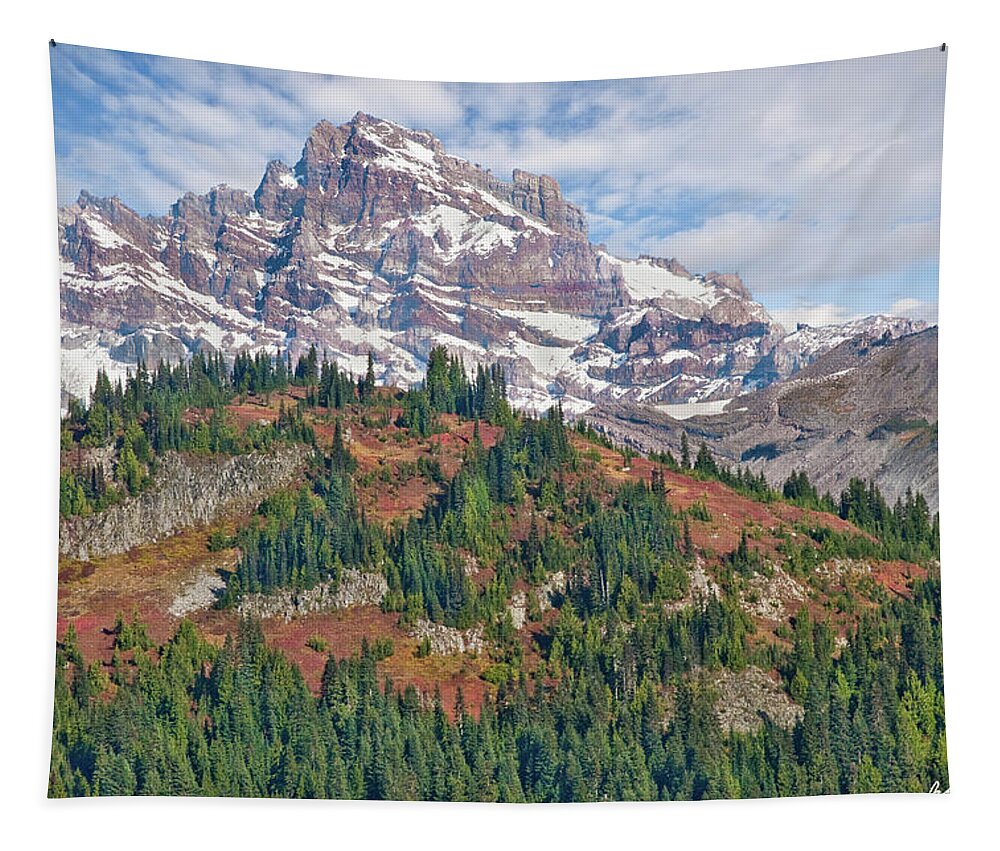 Autumn Tapestry featuring the photograph Little Tahoma Peak and Stevens Ridge in the Fall by Jeff Goulden