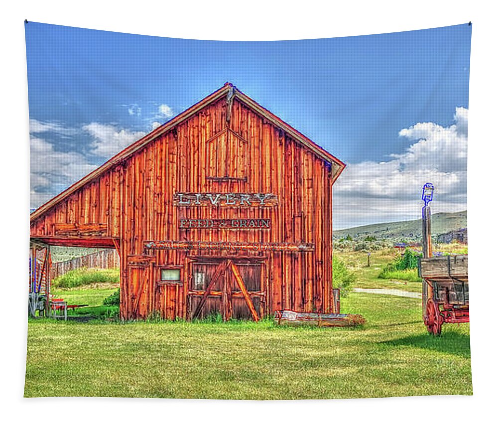 Livery Feed And Grain Barn Tapestry featuring the photograph Livery and Feed Stable by Richard J Cassato