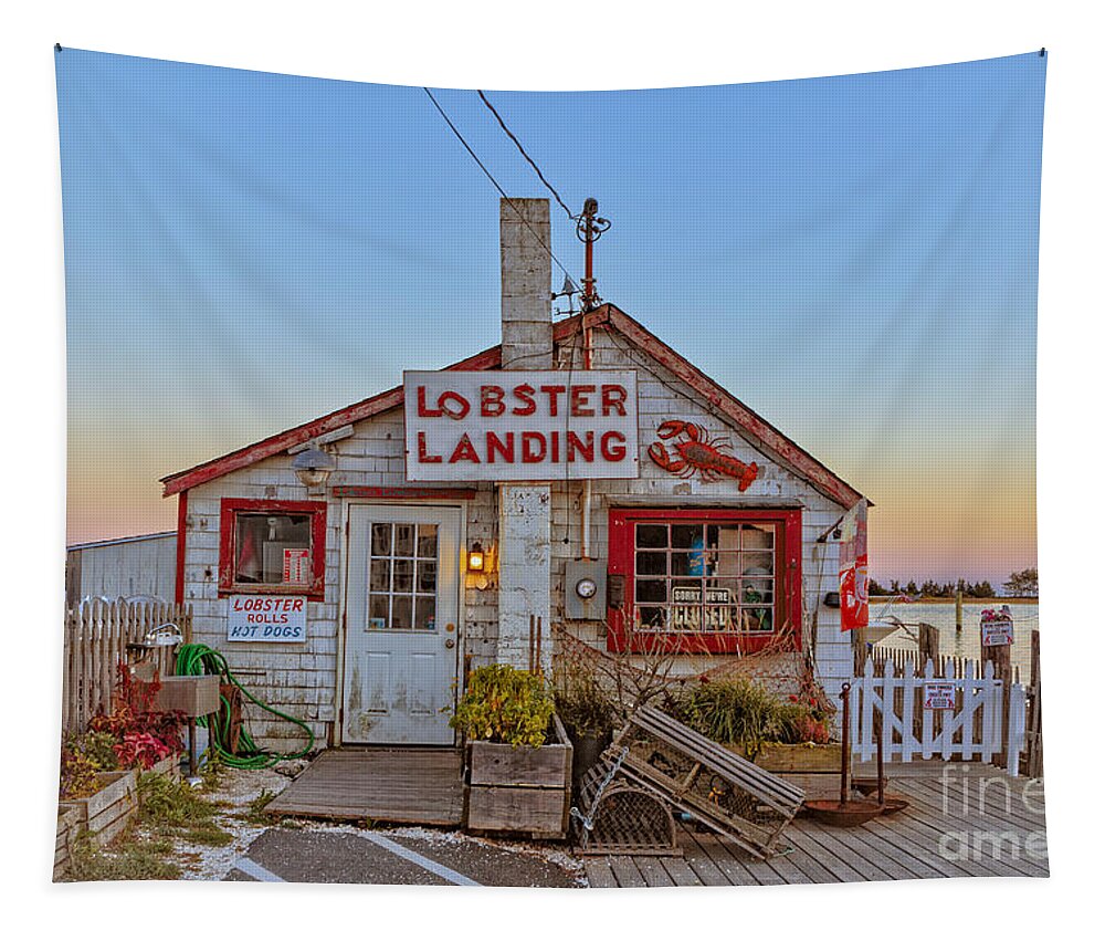 Lobster Tapestry featuring the photograph Lobster Landing Sunset by Edward Fielding