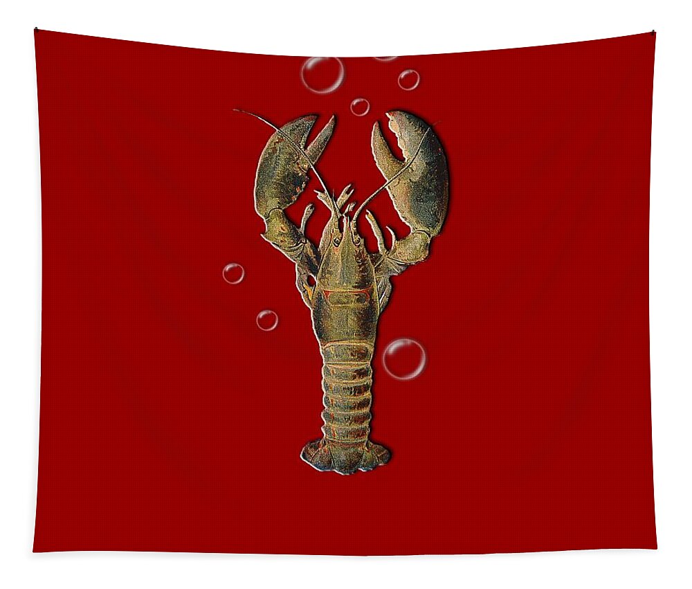 Lobster With Bubbles Tapestry featuring the digital art Lobster With Bubbles T Shirt Design by Bellesouth Studio