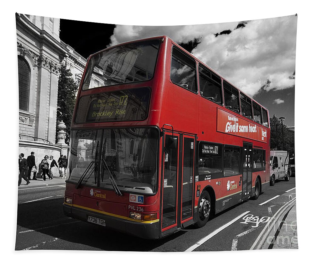 London Tapestry featuring the photograph London Bus by Agusti Pardo Rossello