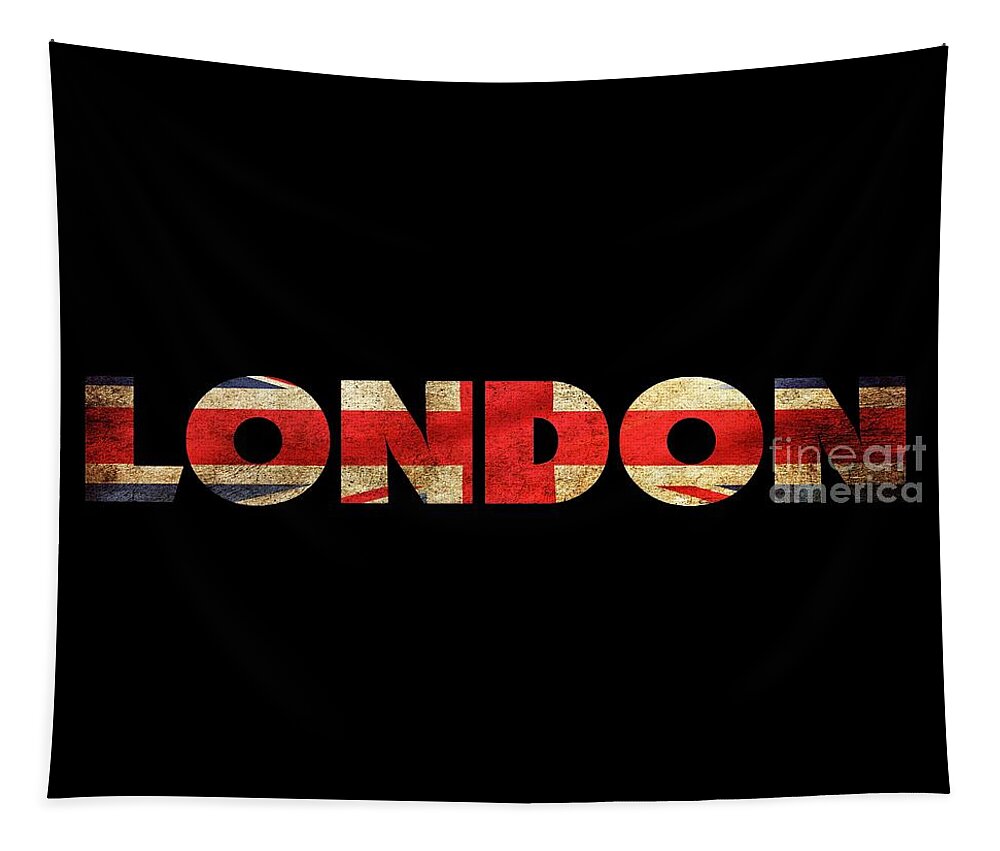London Tapestry featuring the drawing London Vintage British Flag tee by Edward Fielding