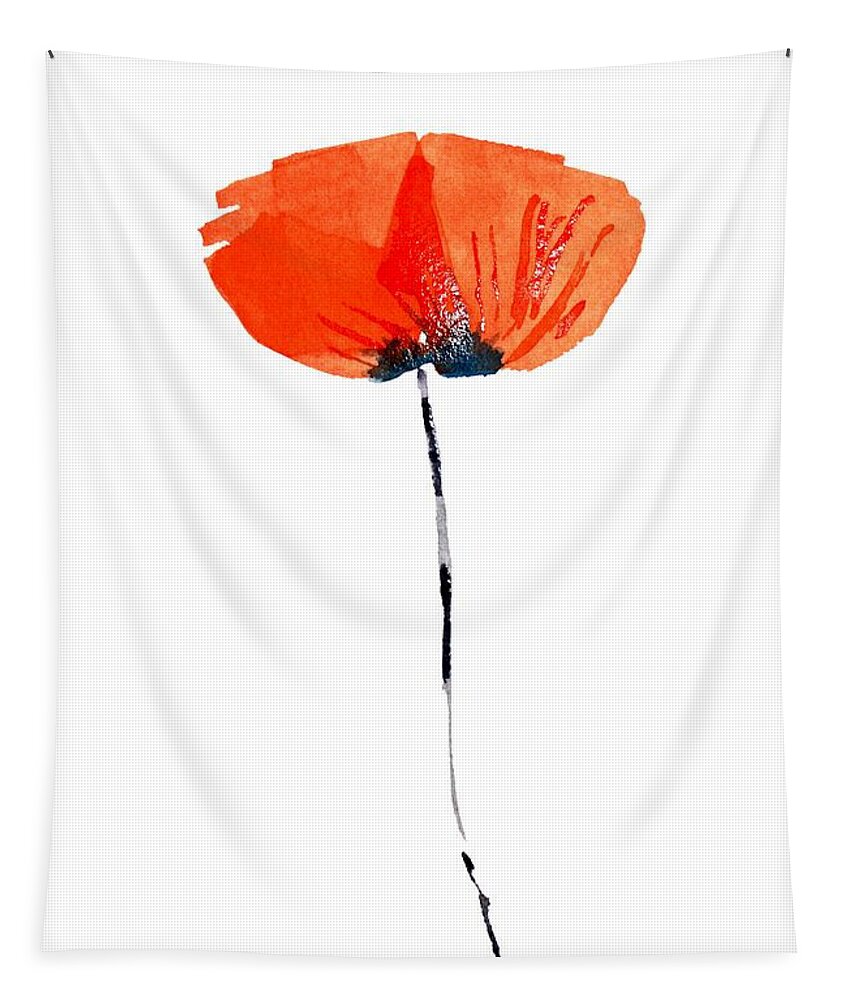 Poppy Tapestry featuring the painting Lonely Poppy by Zaira Dzhaubaeva