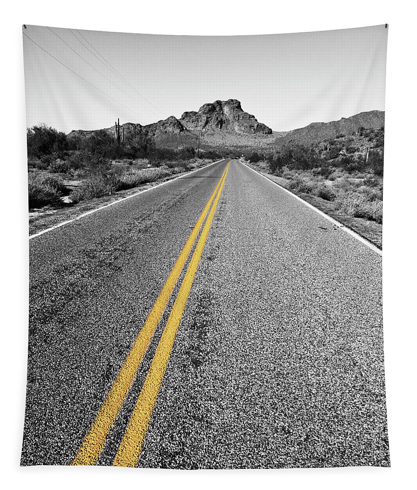 Arizona Tapestry featuring the photograph Lonely Road by Steven Myers