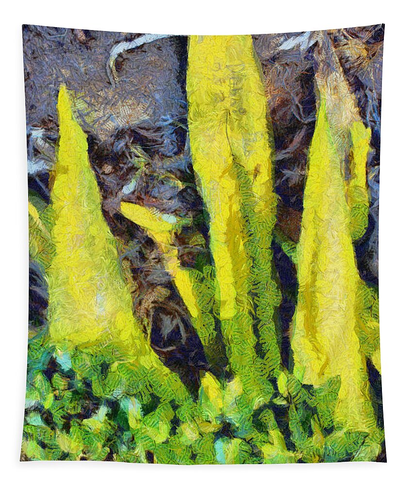 Leaves Tapestry featuring the photograph Long yellow leaves by Ashish Agarwal