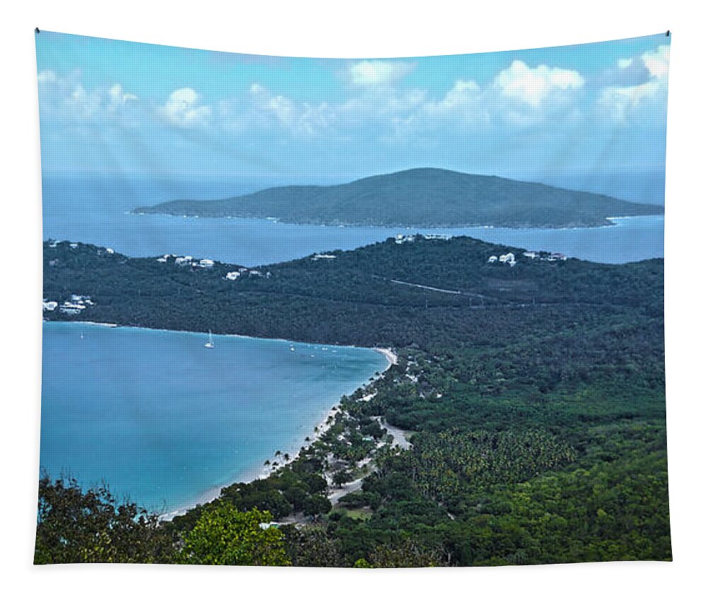 Bay Tapestry featuring the photograph Looking Down on a Tropical Bay by Judy Hall-Folde