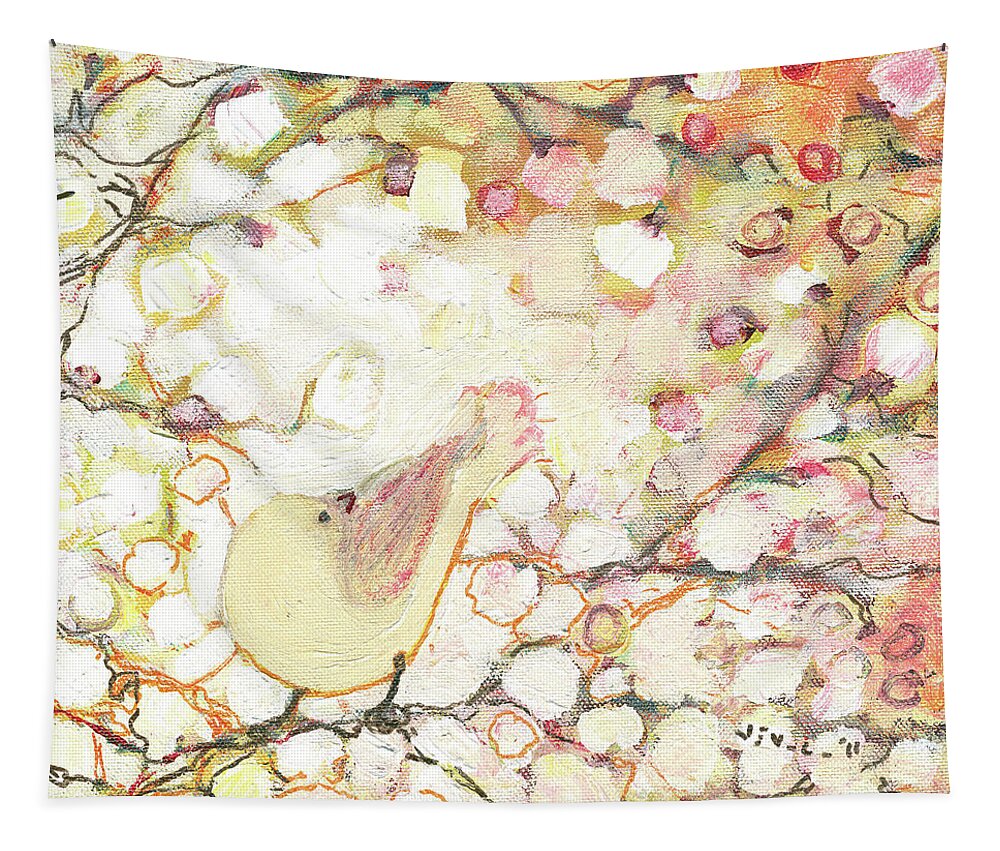 Bird Tapestry featuring the painting Looking for Love by Jennifer Lommers