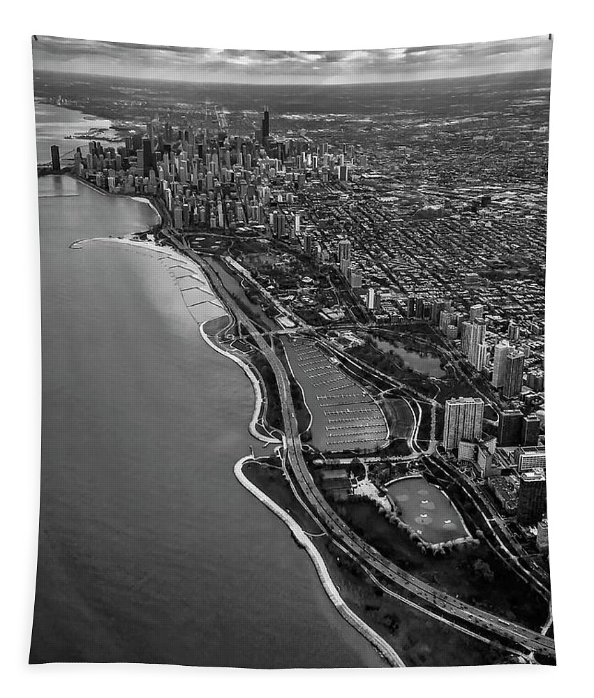 Chicago Tapestry featuring the photograph Looking South Toward Chicago from the friendly skies by Sven Brogren