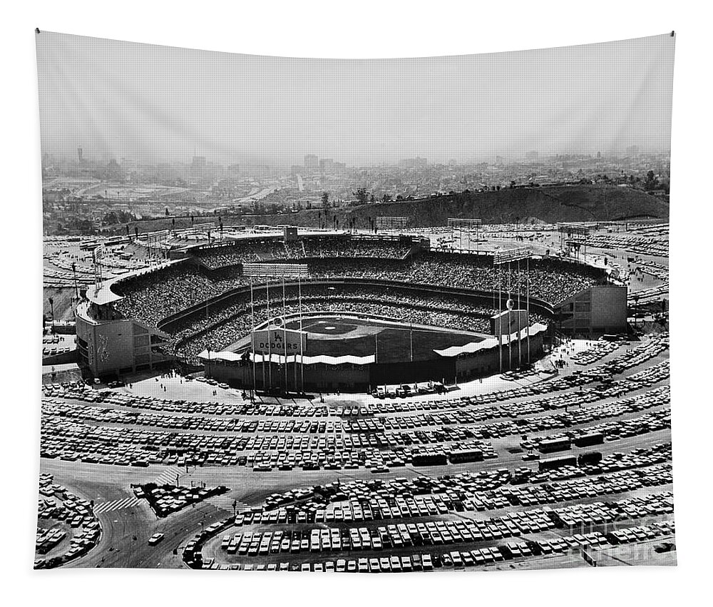 1962 Tapestry featuring the photograph Dodgers Stadium, Los Angeles 1962 by Granger
