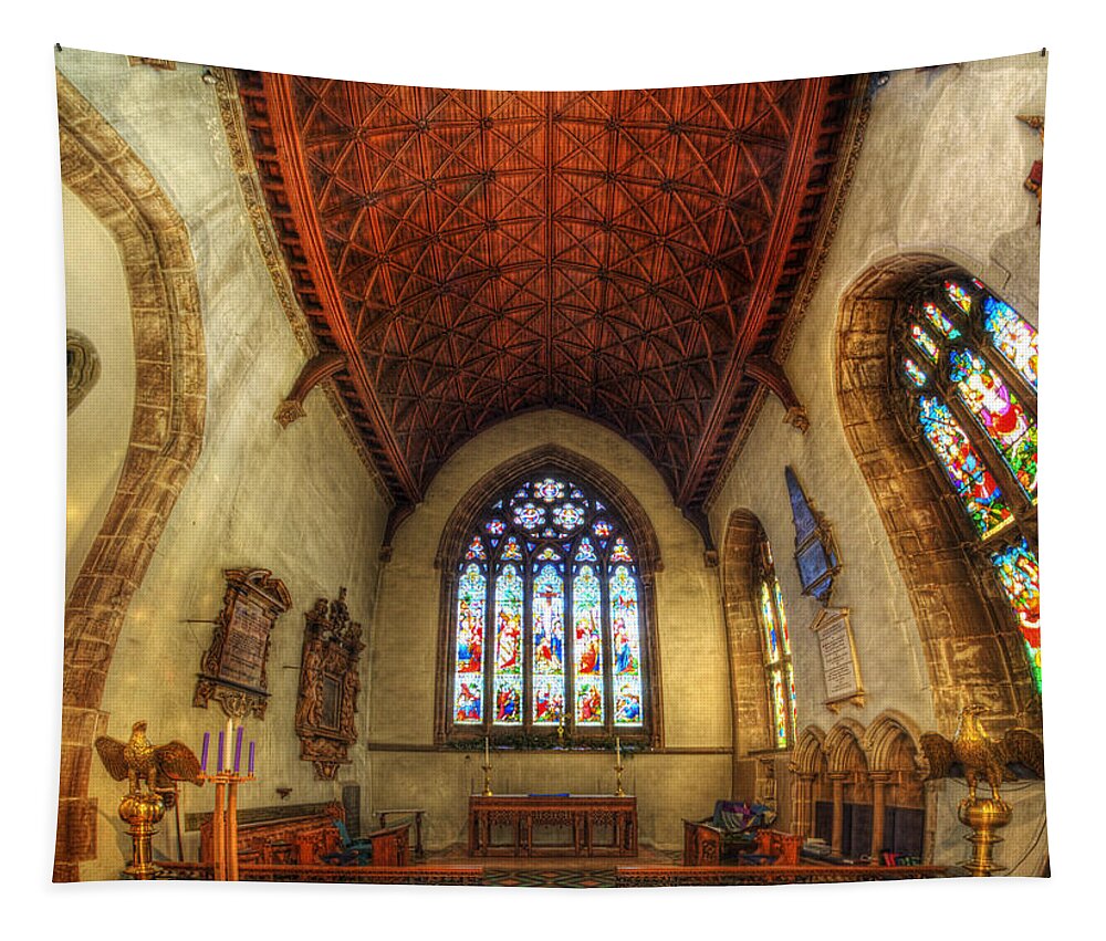 Yhun Suarez Tapestry featuring the photograph Loughborough Church - Altar Vertorama by Yhun Suarez