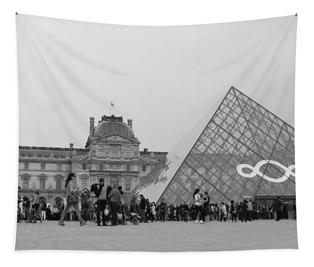 Black Tapestry featuring the photograph Louvre Museum by Habib Ayat