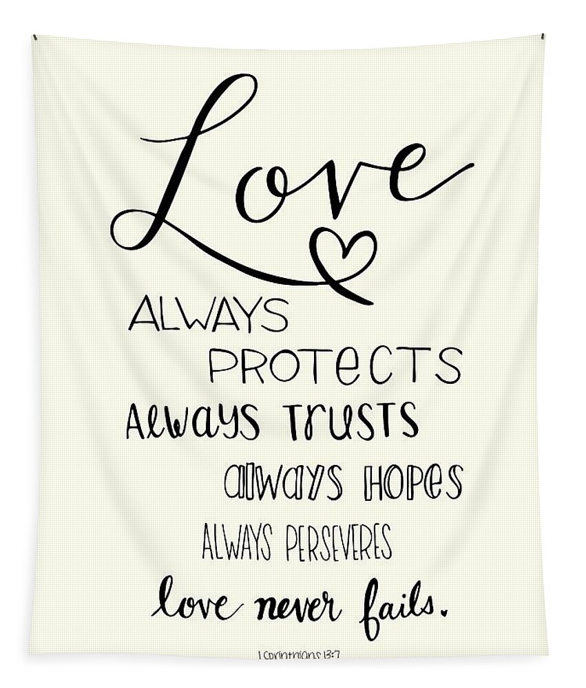 Hand Lettered Tapestry featuring the drawing Love Always by Nancy Ingersoll