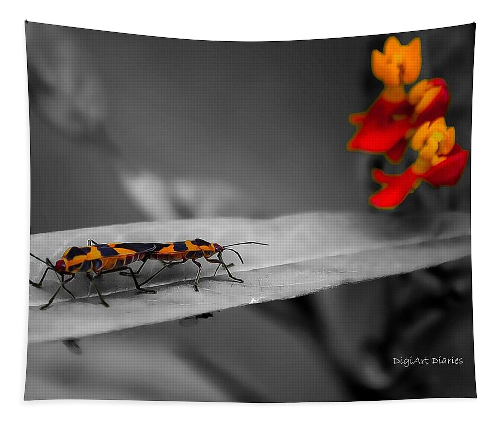 Milkweed Bug Tapestry featuring the photograph Love in the Afternoon by DigiArt Diaries by Vicky B Fuller