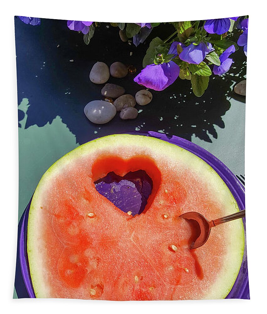 Heart Tapestry featuring the photograph Love In Watermelon by Lynn Hansen