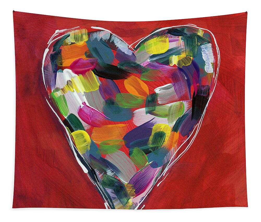 Heart Tapestry featuring the painting Love Is Colorful - Art by Linda Woods by Linda Woods