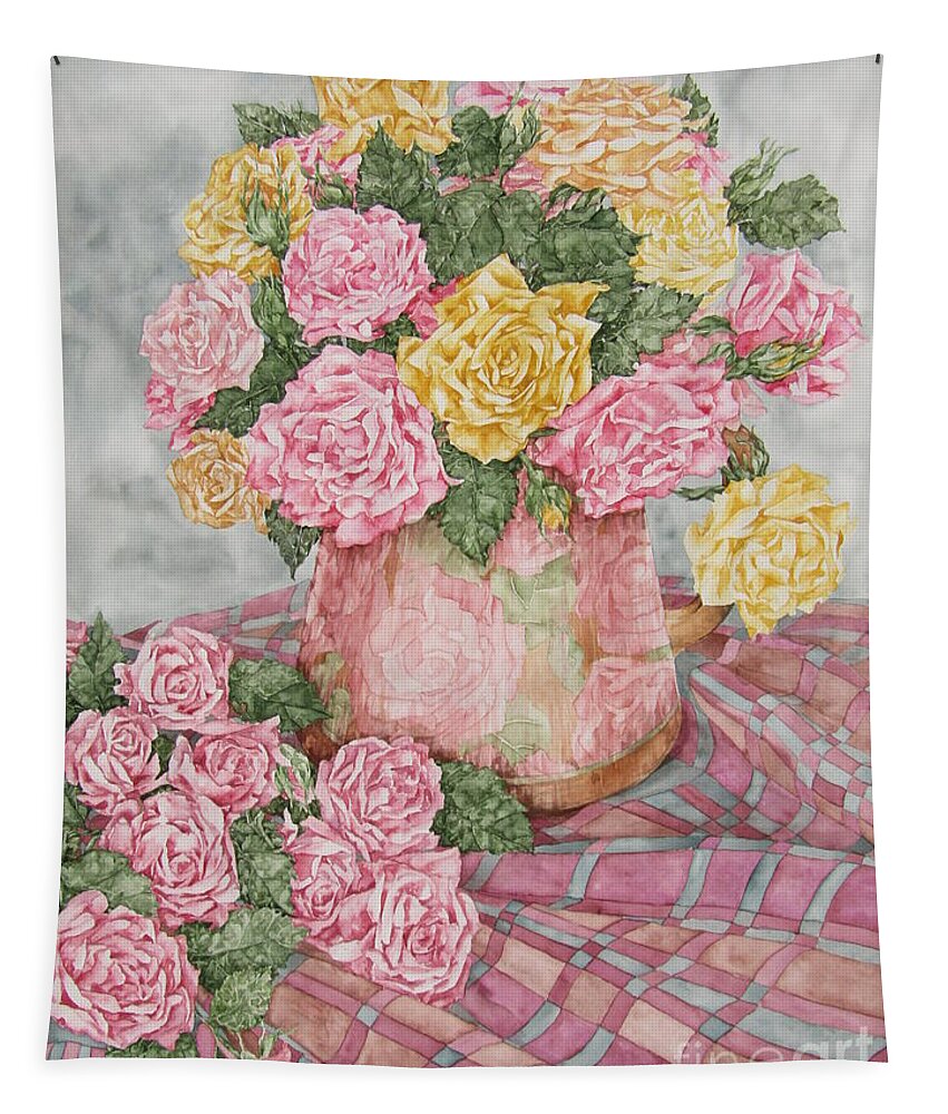 Roses Tapestry featuring the painting Love of Roses by Kim Tran