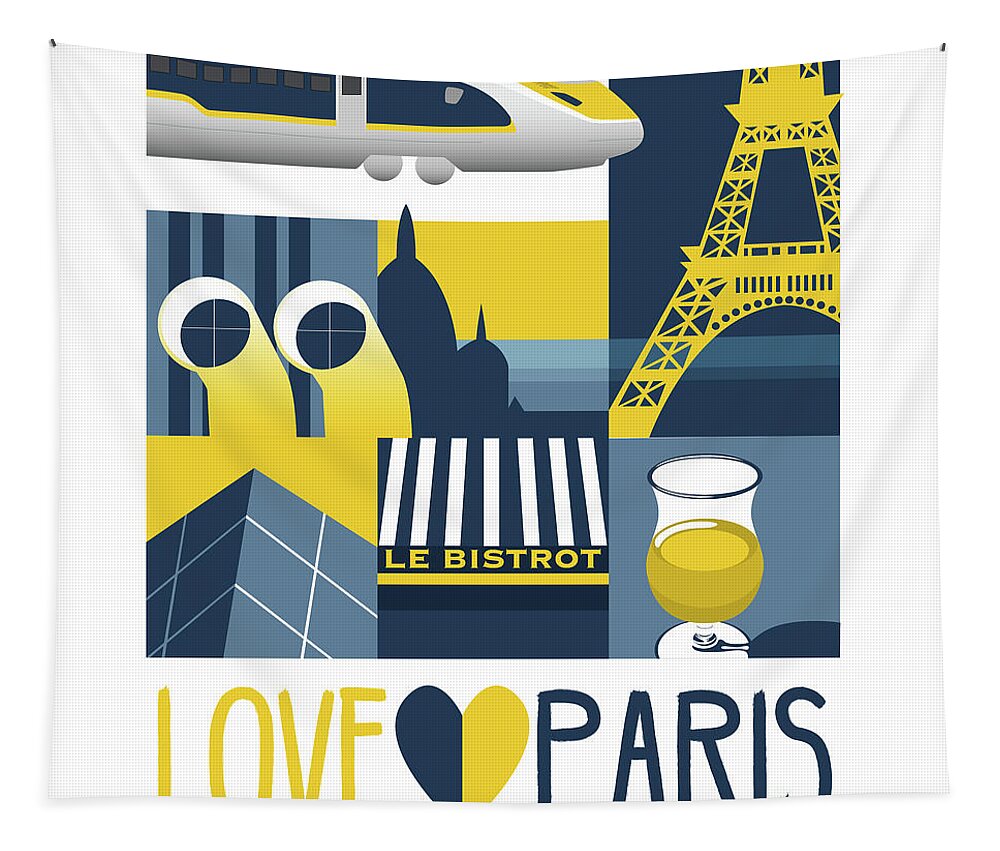 Love Tapestry featuring the digital art Love Paris by Claire Huntley