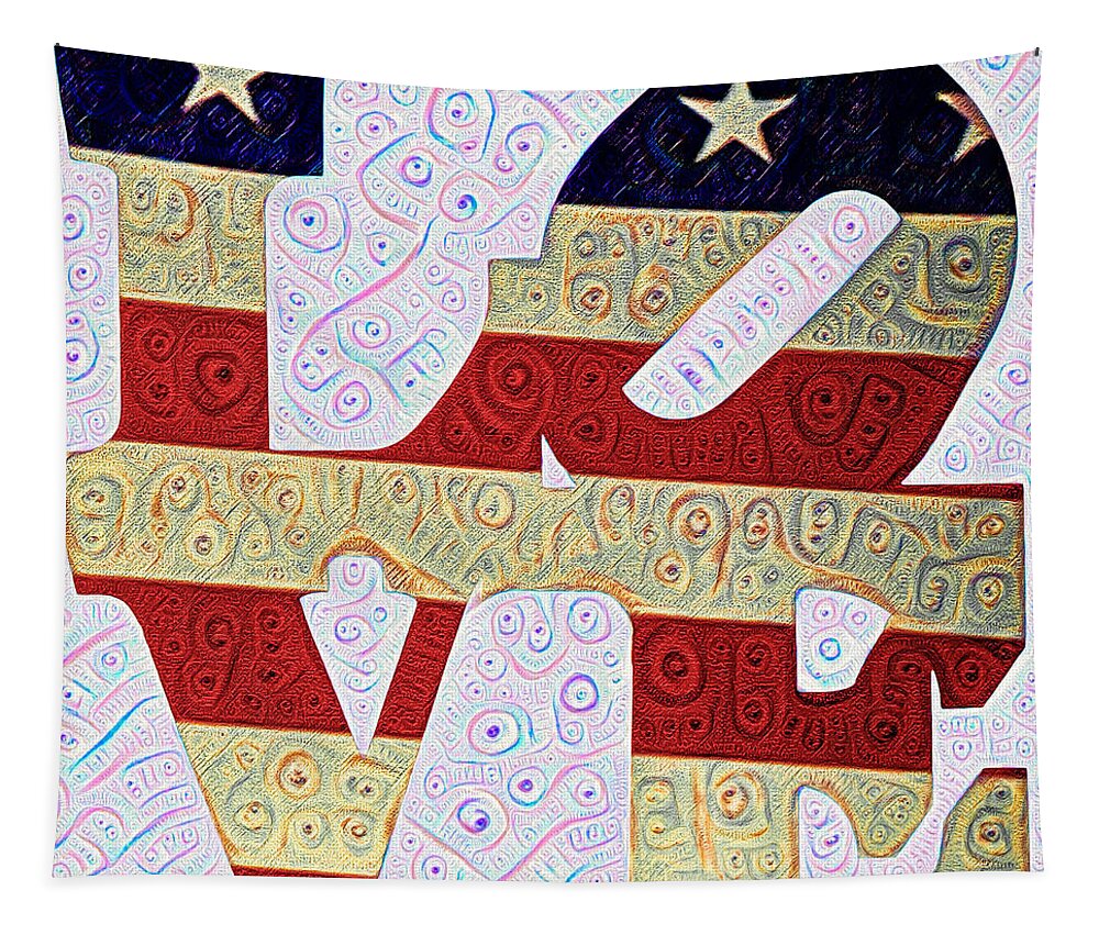 Love Tapestry featuring the painting Love the USA by Bill Cannon