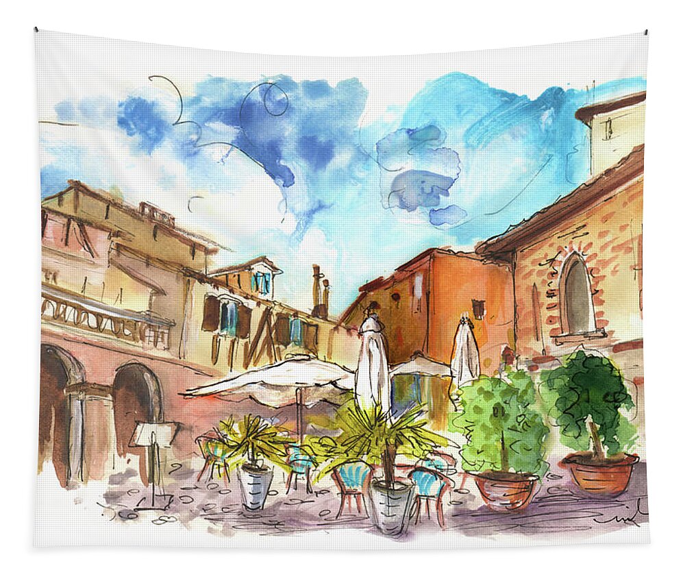 Travel Tapestry featuring the painting Lovely Street Cafe In Albi by Miki De Goodaboom
