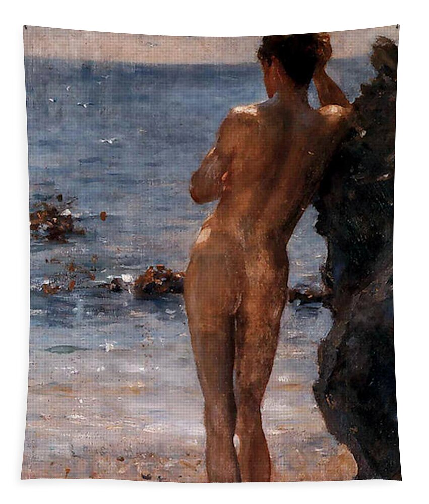 Lover Tapestry featuring the painting Lover of the Sun by Henry Scott Tuke