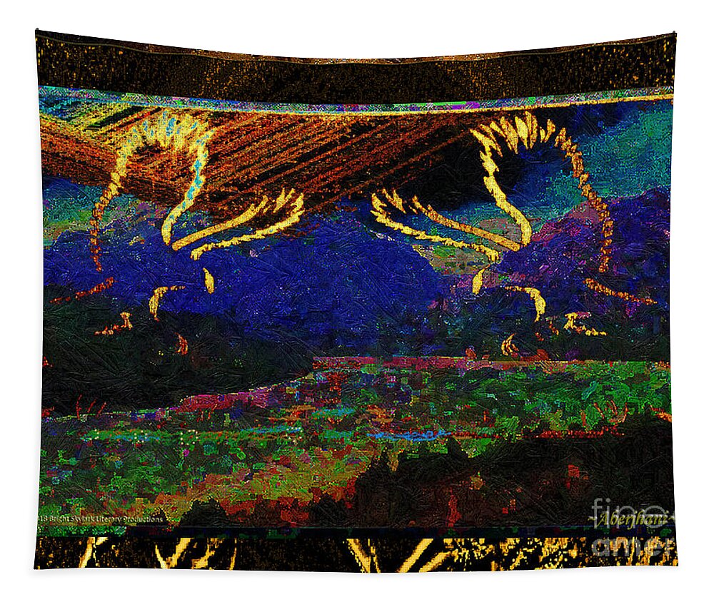 Gold Tapestry featuring the mixed media Lovers Dancing in the Golden Light of Dawn by Aberjhani