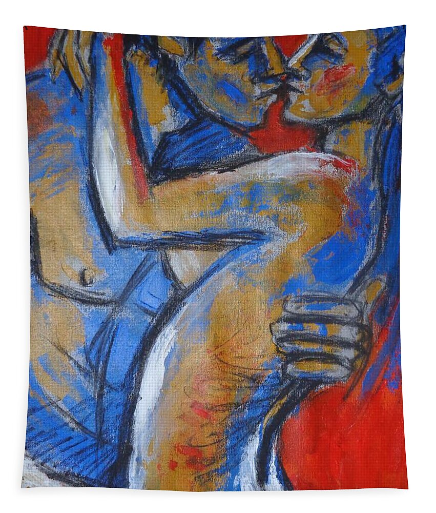 Lovers Tapestry featuring the painting Lovers - Hot Summer Love by Carmen Tyrrell