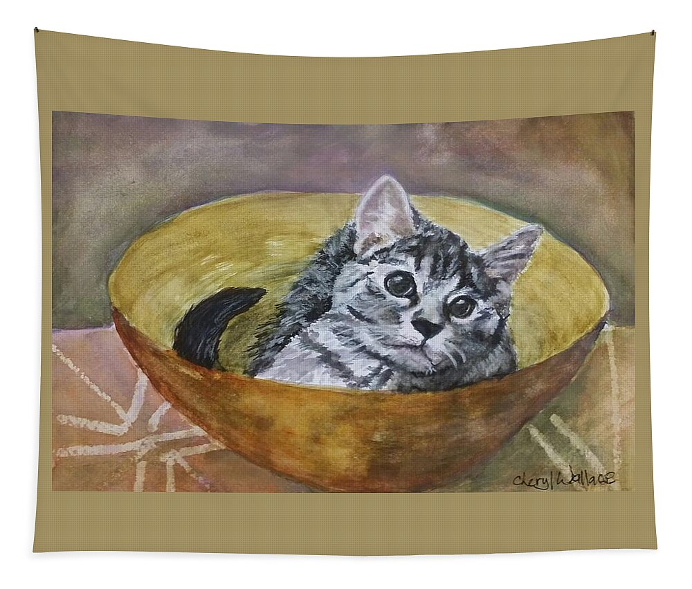 Kitten Tapestry featuring the painting Loving Lorelai by Cheryl Wallace
