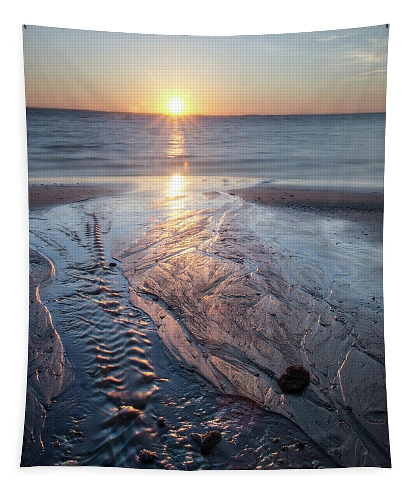 Sunrise Tapestry featuring the photograph Low Tide Ravine Coastal Nature / Landscape Photograph by PIPA Fine Art - Simply Solid