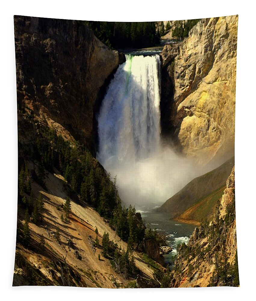 Yellowstone National Park Tapestry featuring the photograph Lower Falls 2 by Marty Koch
