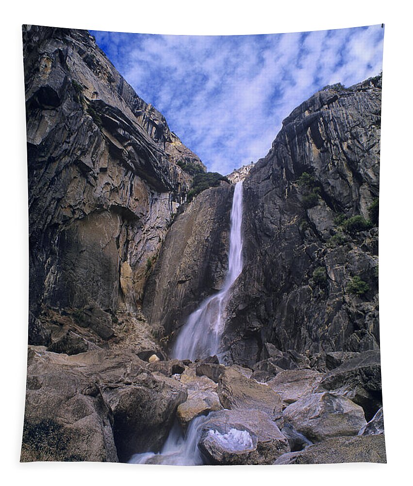 Dave Welling Tapestry featuring the photograph Lower Falls Yosemite National Park California by Dave Welling