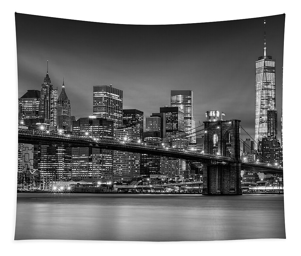 America Tapestry featuring the photograph Lower Manhattan skyline by Mihai Andritoiu