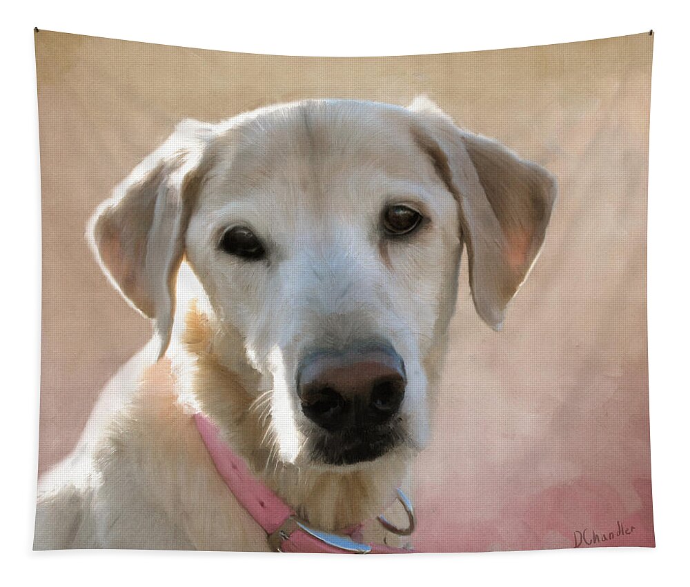 Dog Tapestry featuring the painting Lucy in Pink by Diane Chandler