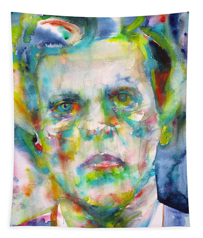 Wittgenstein Tapestry featuring the painting LUDWIG WITTGENSTEIN - watercolor portrait.3 by Fabrizio Cassetta