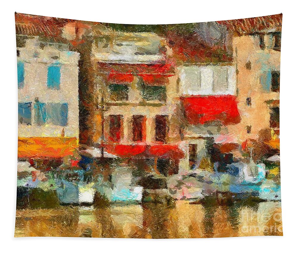Landscapes Tapestry featuring the painting Lungomare by Dragica Micki Fortuna