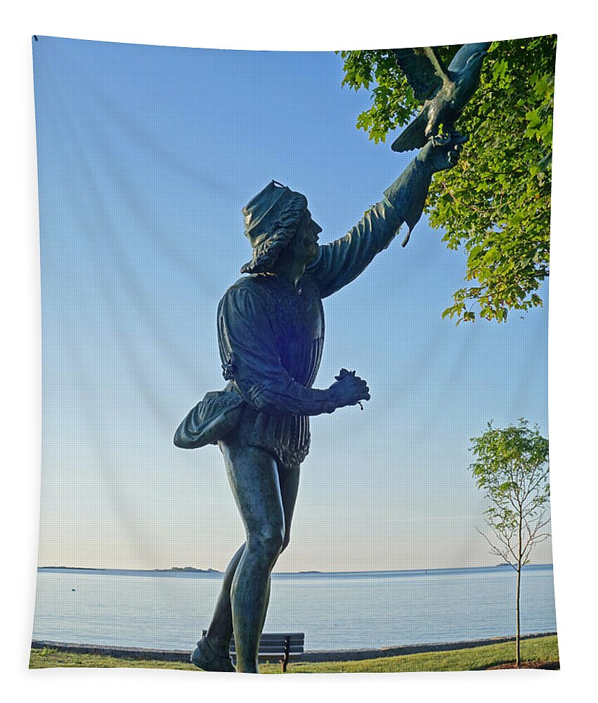 Lynch Tapestry featuring the photograph Lynch Park Statue Beverly MA by Toby McGuire