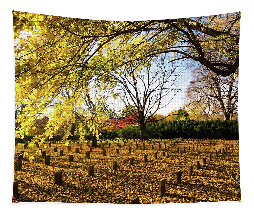 Lynchburg Tapestry featuring the photograph Lynchburg Old City Cemetery in Autumn by Norma Brandsberg