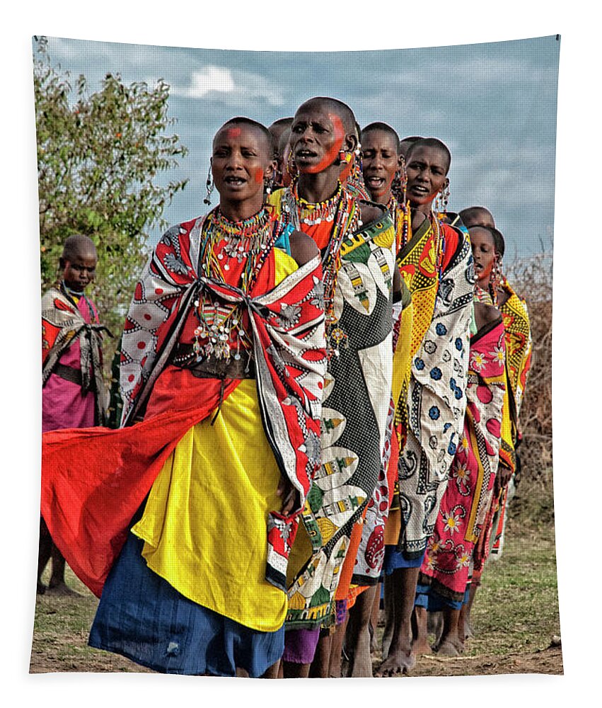 Maasai Women Tapestry featuring the photograph Maasai Welcome by Paulette Sinclair