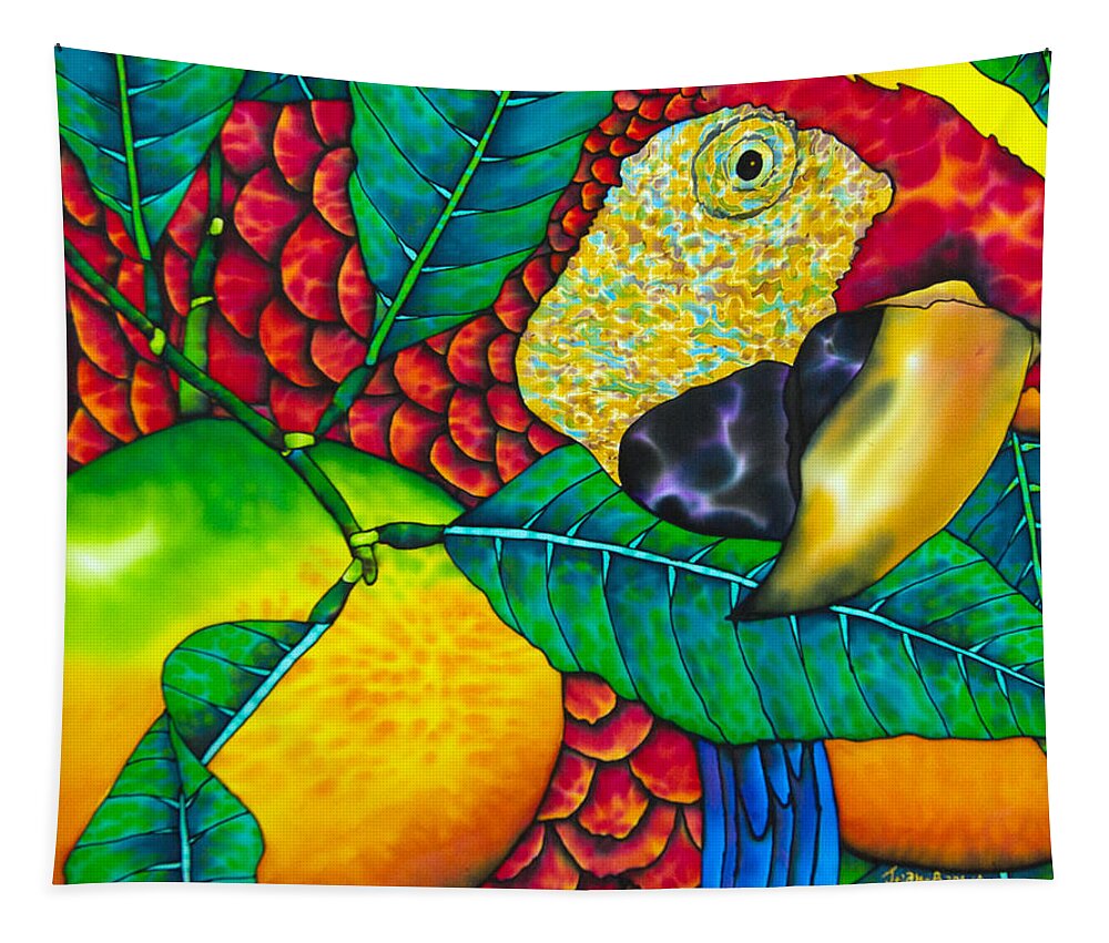 Jean-baptiste Design Tapestry featuring the painting Macaw Close Up - Exotic Bird by Daniel Jean-Baptiste