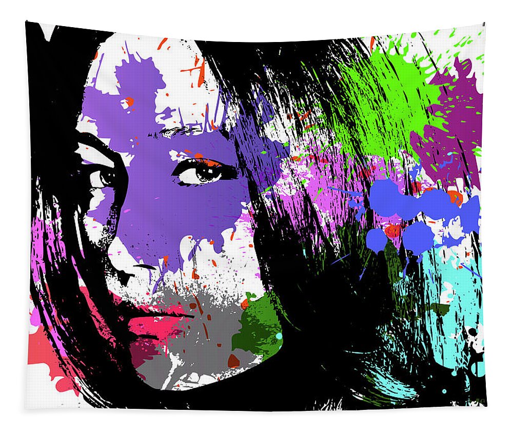 Maggie Q Tapestry featuring the digital art Maggie Q Pop Art by Ricky Barnard