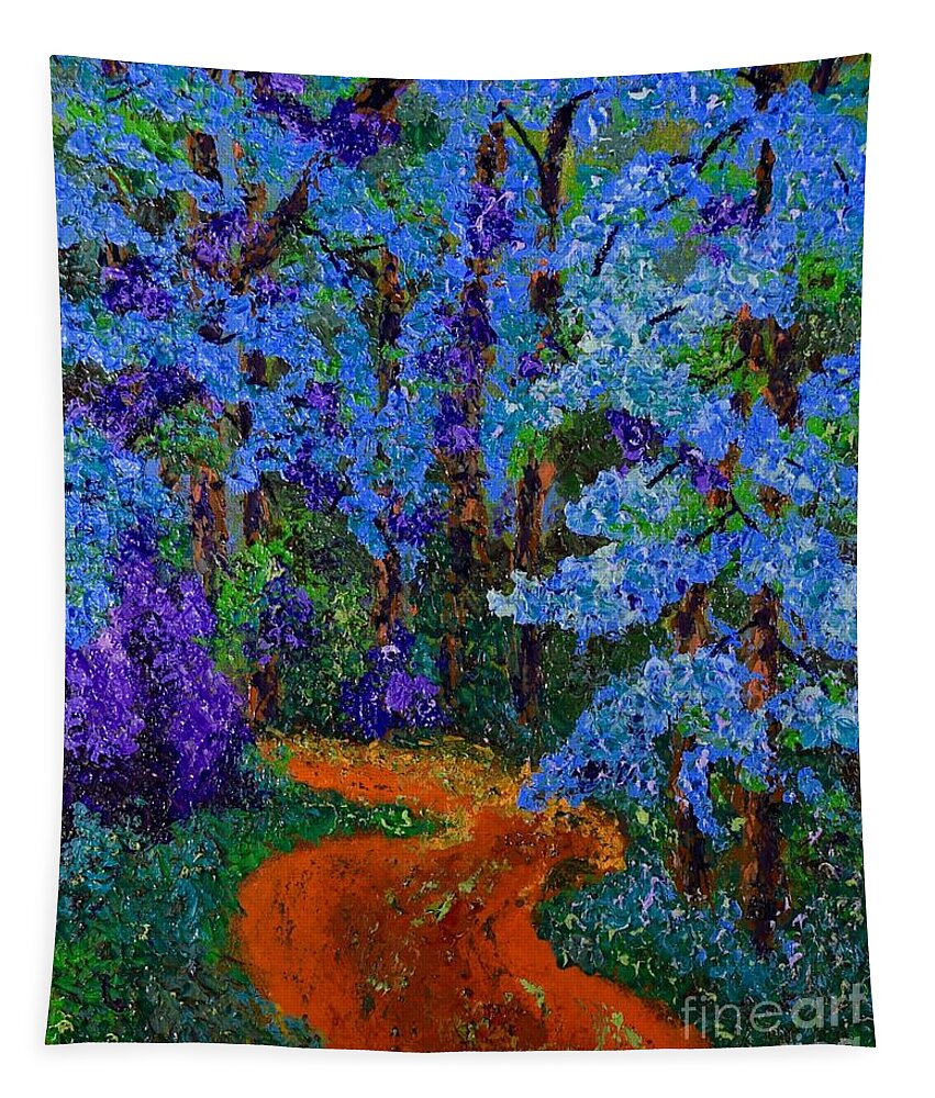  Tapestry featuring the painting Magical Blue Forest by Barrie Stark