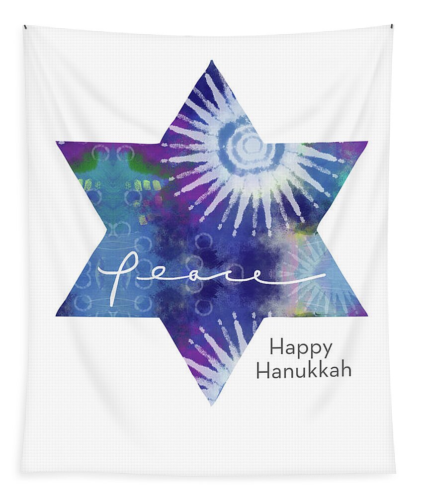 Hanukkah Tapestry featuring the mixed media Magical Peaceful Hanukkah- Art by Linda Woods by Linda Woods