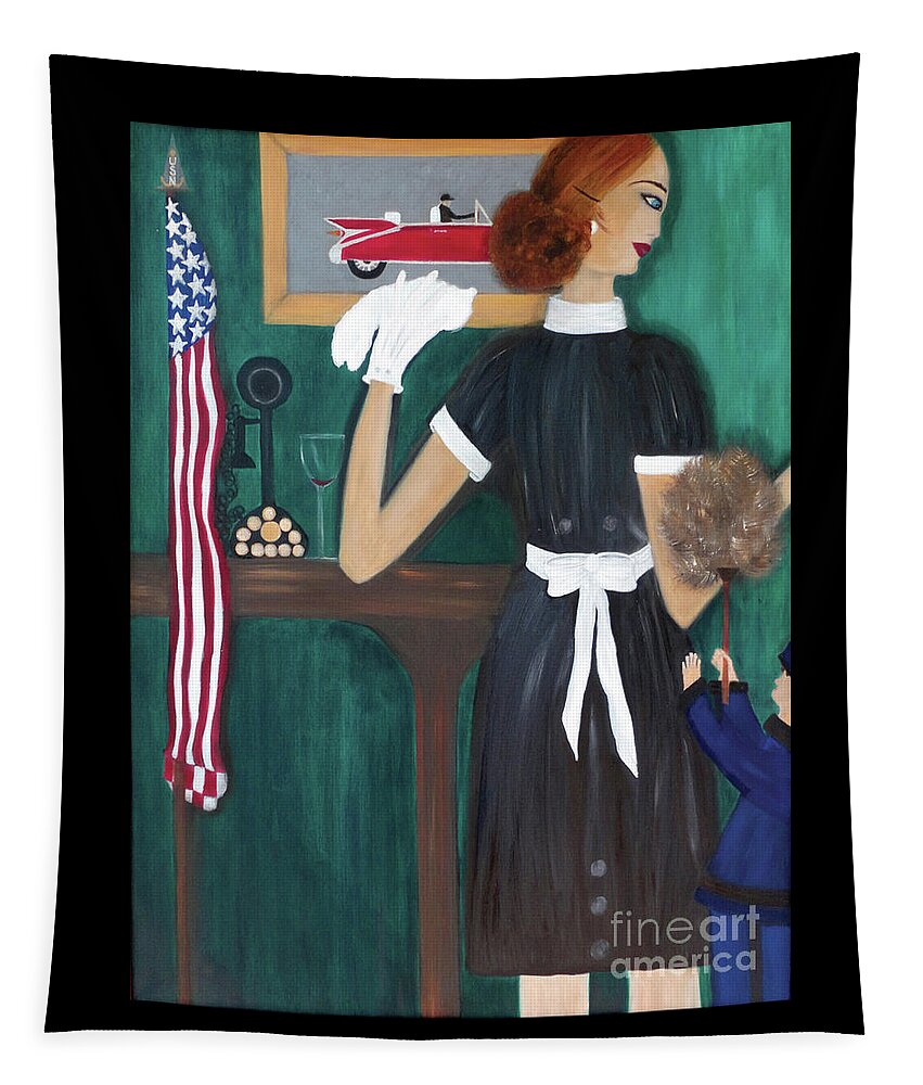 Maid Tapestry featuring the painting Maid In America by Artist Linda Marie