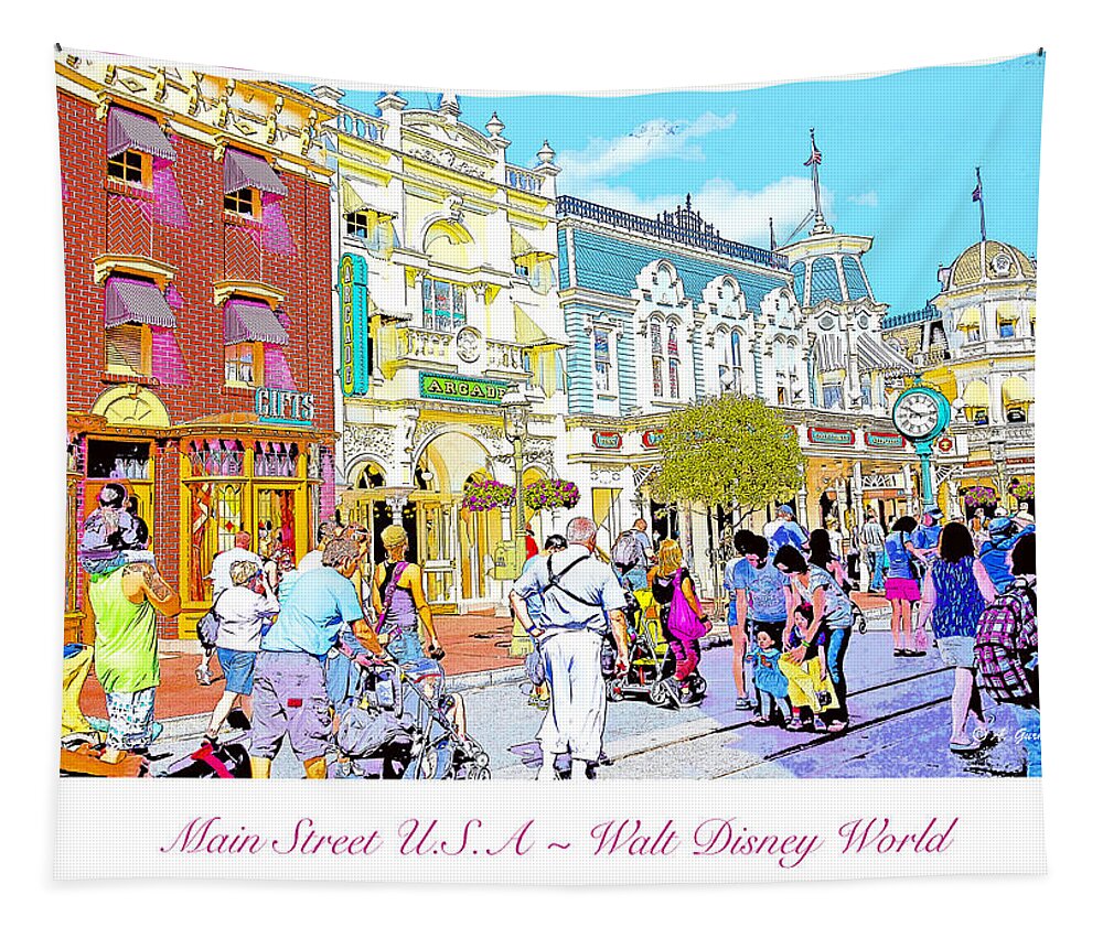 Main Street Usa Tapestry featuring the photograph Main Street USA Walt Disney World Poster Print by A Macarthur Gurmankin