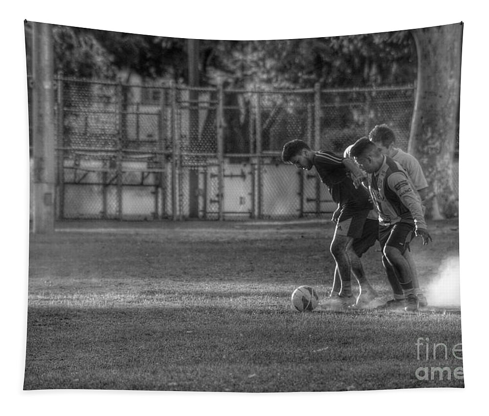 Soccer Tapestry featuring the photograph Maintaining Control by Leah McPhail
