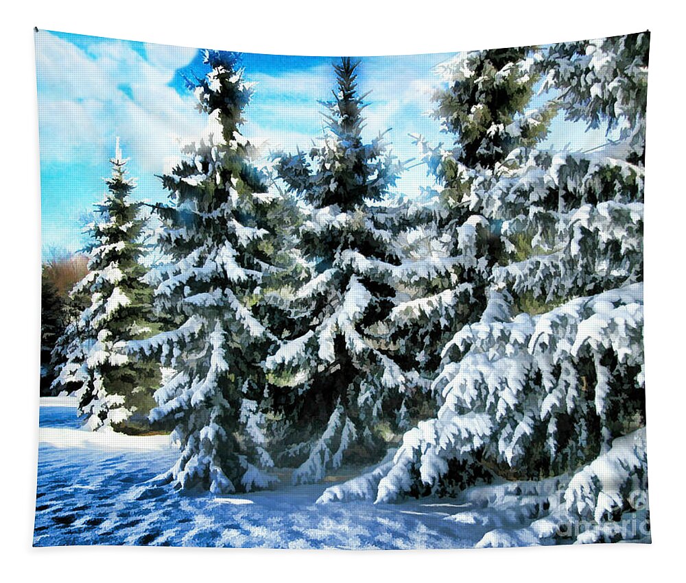 New England Tapestry featuring the photograph Majestic Winter In New England by Judy Palkimas