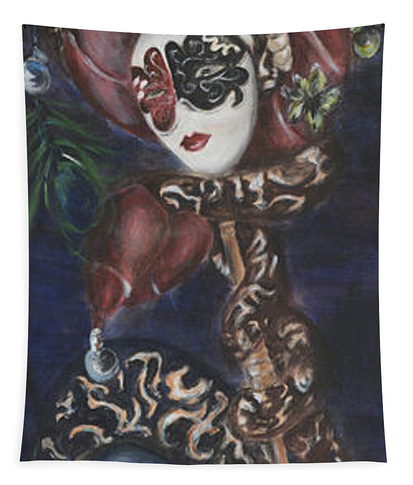 Venetian Masks Tapestry featuring the painting Making Faces Venetian by Nik Helbig