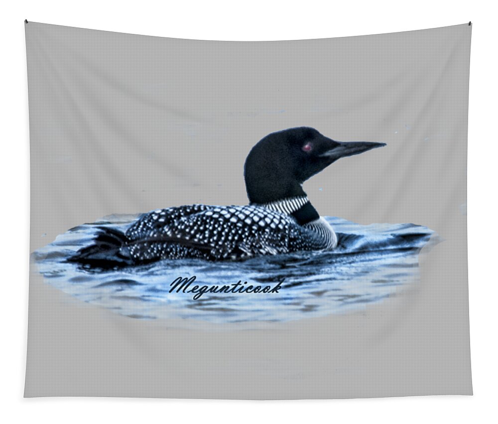 Male Common Loon Tapestry featuring the digital art Male Mating Common Loon by Daniel Hebard